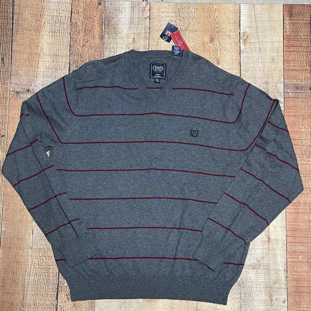 Chaps Cotton Cashmere Sweater Men's Size XL Gray Pullover